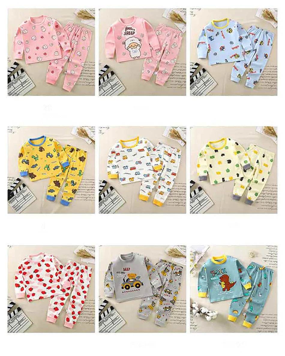 Baumwolle Kinder Pyjamas Set für Jungen Mädchen Herbst und Winter Cartoon Schlafen Loungewear Kinder Nacht Nachtwäsche Hause Tragen Kleidung