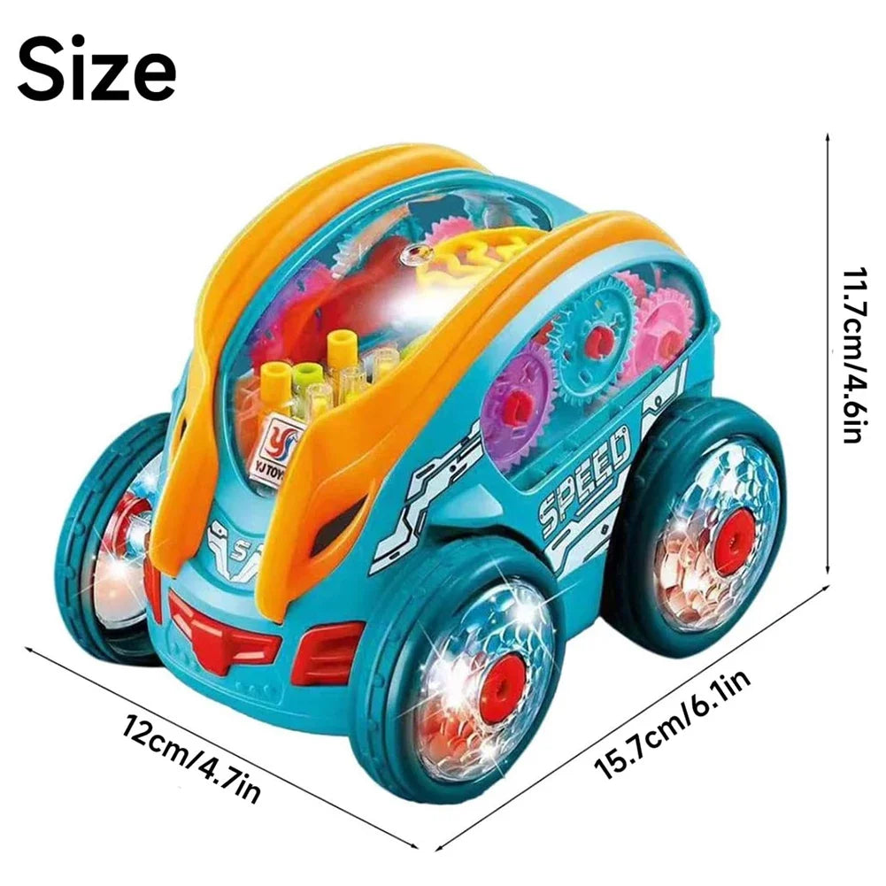 Stunt-Auto für Kinder, drehbares Spielzeugauto mit bunten Lichtern und Musik, elektrisches dynamisches Getriebefahrzeugmodell, Kindergeschenk