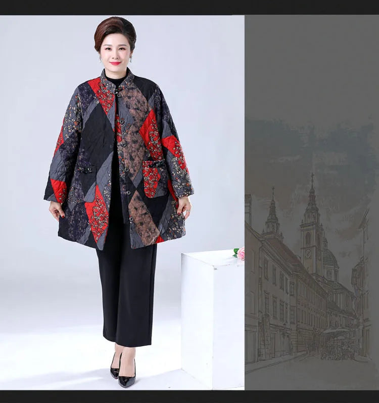 Lose Damen Herbst Winter Baumwollmantel mittleren Alters ältere Mutter dicke warme Jacke Oma Parkas 100 kg tragen 2XL-9XL