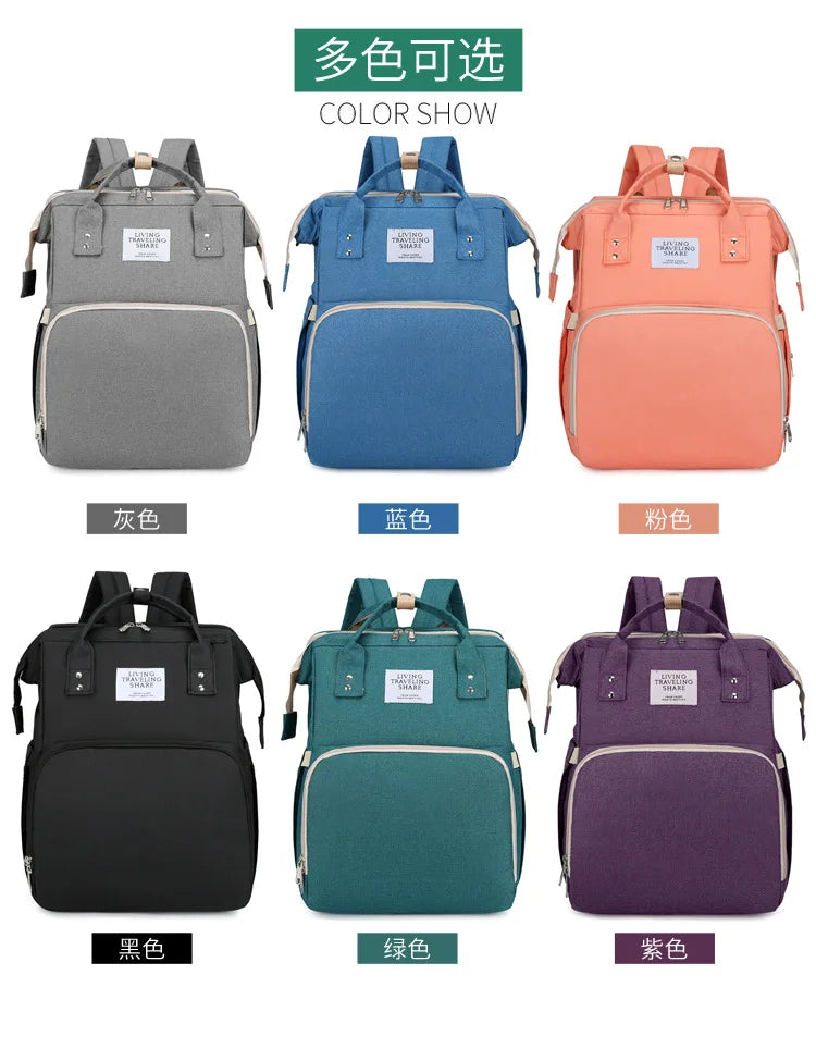 Mama Wickeltaschen Babybett Mutter Große Kapazität Windel Milchflasche Rucksäcke mit Wickelunterlage Praktische Baby-Stilltaschen Geschenk