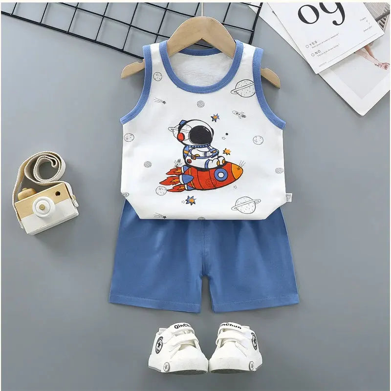 Kinder setzt Kinder kleidung Jungen Mädchen Weste Anzug Sommer Kinder kleidung Baby Baumwolle T-Shirts Shorts Tank Top ärmel los