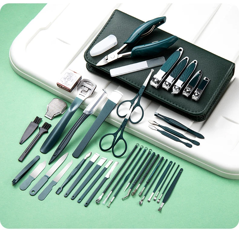 40 Stück Maniküre Set Nagel knipser Kit Nagel hauts chere Edelstahl Fußpflege werkzeuge mit Ledertasche Fuß raspeln Kallus rasierer