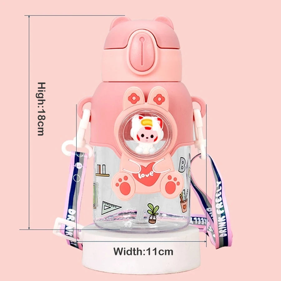 600 ml Kawaii Sommer Kinder Wasser Tasse Hochwertige Herbst-proof Stroh Tasse Jungen und Kreise Gehen zur Schule baby Wasserkocher