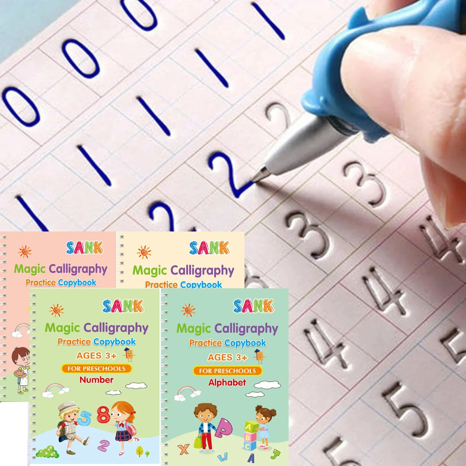Sank Magic Practice Copybook Stift Vorschulkinder Kalligraphie Englische Version Kostenloses Abwischen Kinder Wiederverwendbares Schreibbuch