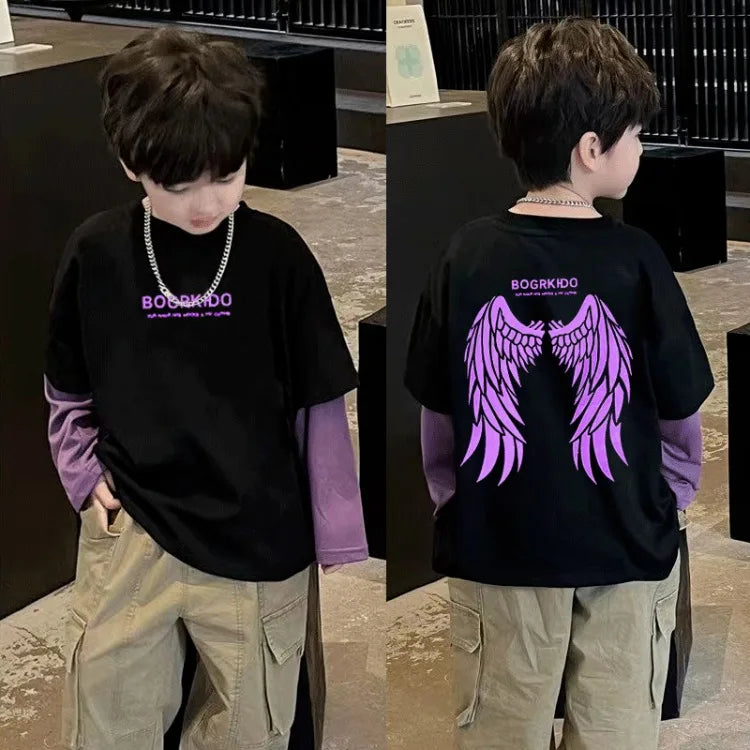 zweiteilige Frühlings- und Herbst-Kinderkleidung von 8 bis 12 Jahren, Jungen-Kind-T-Shirt, Kinderkleidung, Jungen, 7-jährige Kleidung, 10