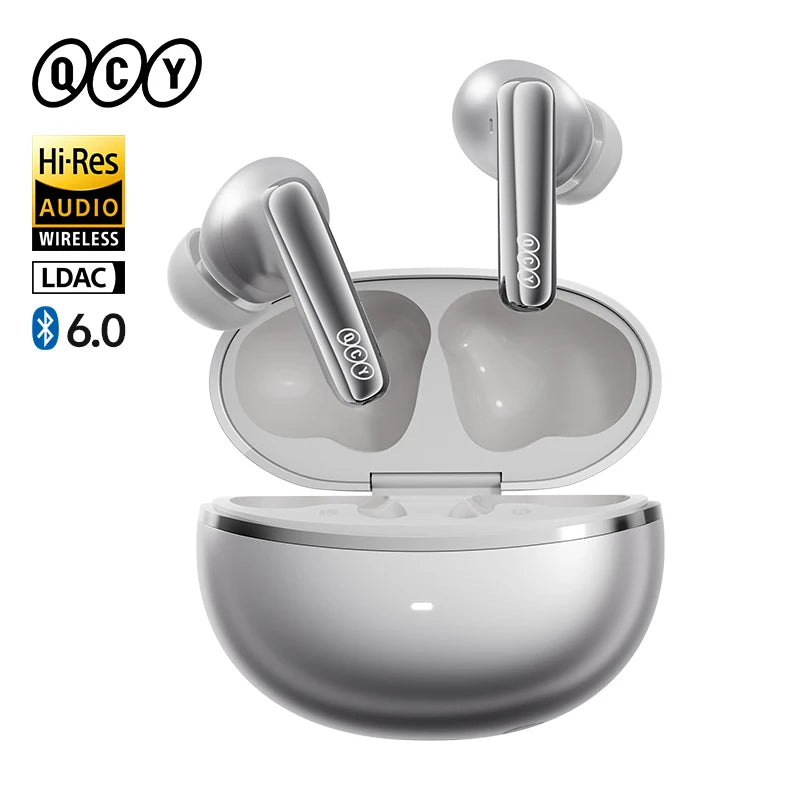 QCY MeloBuds N70 Adaptive ANC Wireless Earbuds Bluetooth 6.0 LDAC Hi-Res Audio 6 Mikrofone Wireless Charging Kopfhörer 50 Stunden IPX5