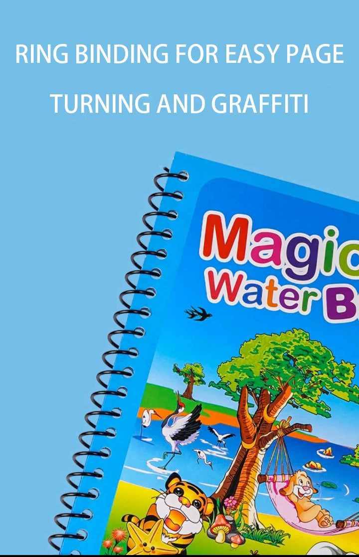 Magisches Buch, Wasserteichnung, Montessori-Spielzeug, wiederverwendbares Malbuch, magisches Wasser-Zeichenbuch, sensorische Früherziehung für Kinder