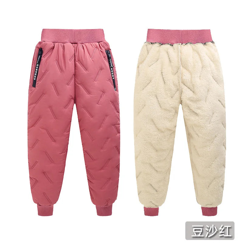Winter Gepolsterte Hosen Kinder Dicke Plus Samt Warme Hosen Jungen Lamm Wolle Baumwolle Lange Hosen Herbst Kinder Casual Sport Hosen
