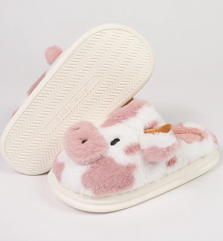Cute Cow Plush Slippers