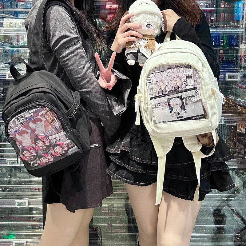 Y2K Nette Mini Rucksack Frauen Kawaii Ita Tasche Süße Mädchen Transparent Rucksack DIY Persönlichkeit Display Rucksack Lolita Schulter Tasche