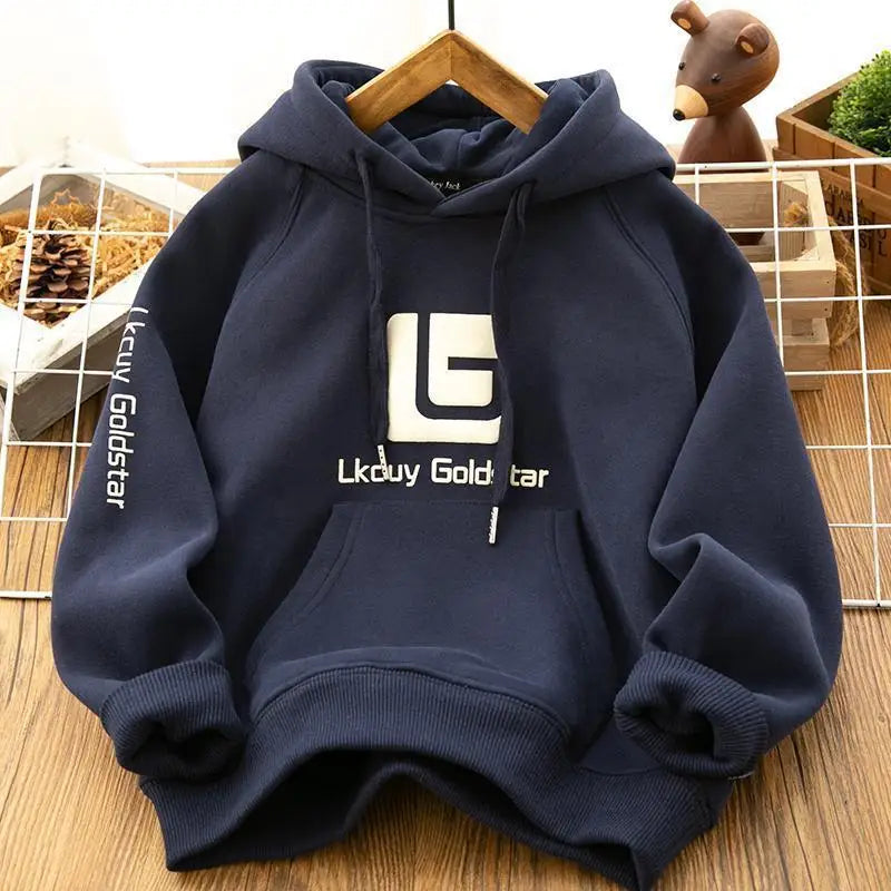 4-14 Jahre Winter Neue Jungen Hoodies Herbst Futter Plus Samt Dicke Warme Sweatshirt Für Teen Jungen Brief drucken Pullover Tops