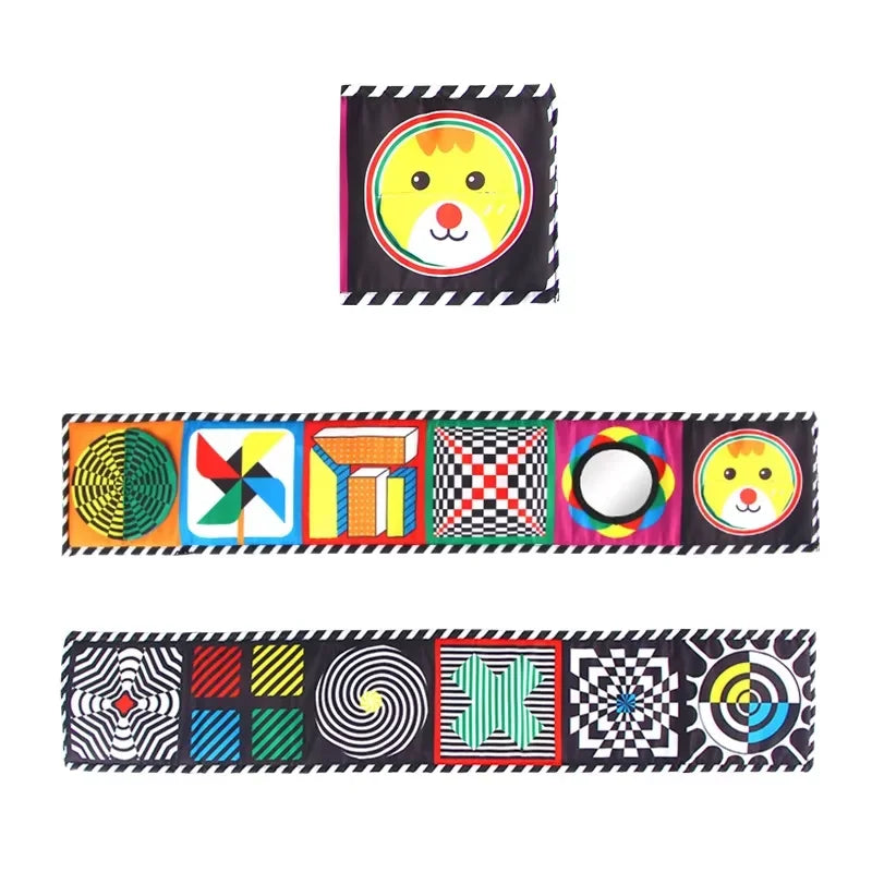 Baby Stoffbuch Hochkontrast-Babyspielzeug 0M+ Neugeborenen-Krippenspielzeug Schwarz-Weiß Tier-Sensorik-Stoffbücher Montessori-Spielzeug