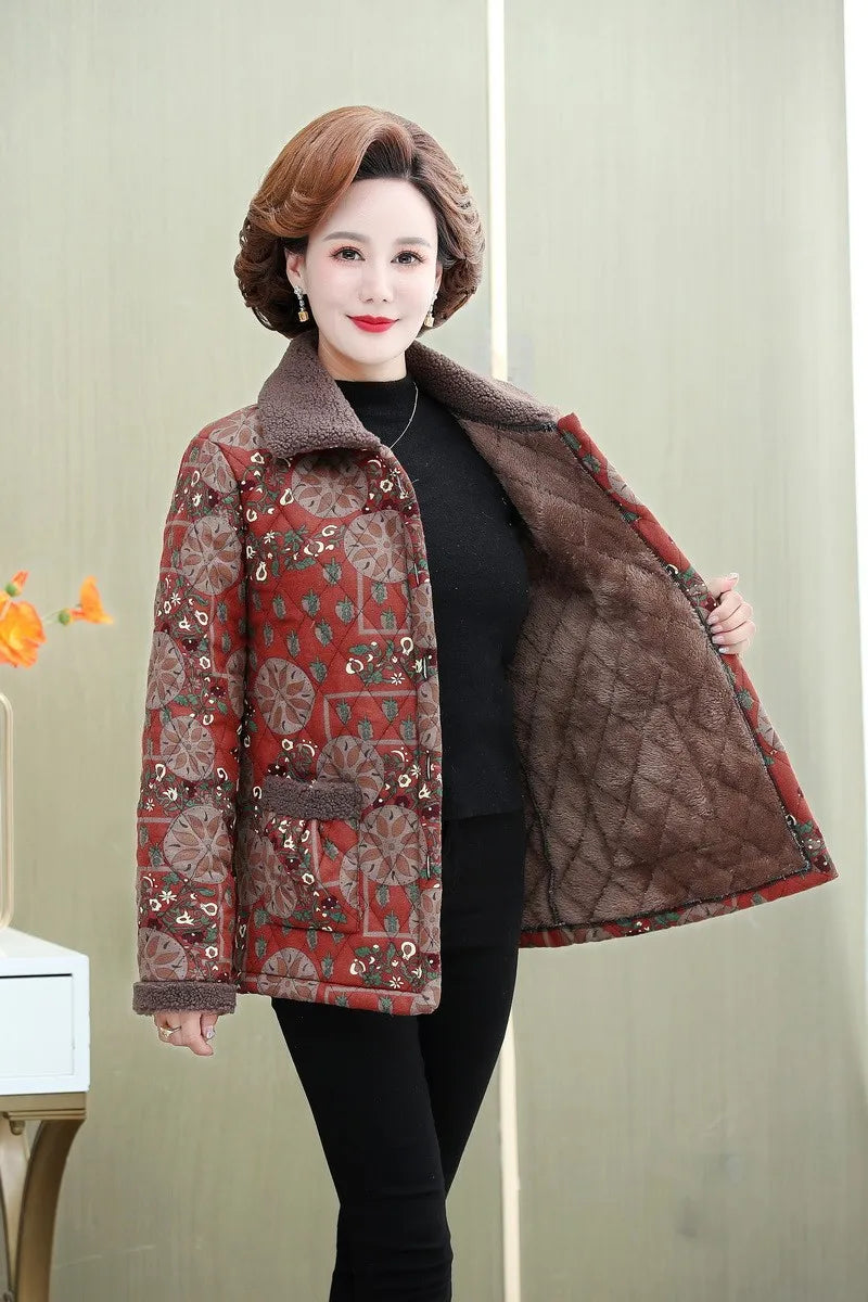 Mutter Winter Baumwolle Kleidung Plüsch Dicke Warme Gepolsterte Mantel Mittleren Alters Mutter Casual Parkas Ältere Oma Jacke