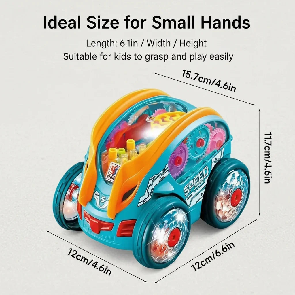 Stunt-Auto für Kinder, drehbares Spielzeugauto mit bunten Lichtern und Musik, elektrisches dynamisches Getriebefahrzeugmodell, Kindergeschenk