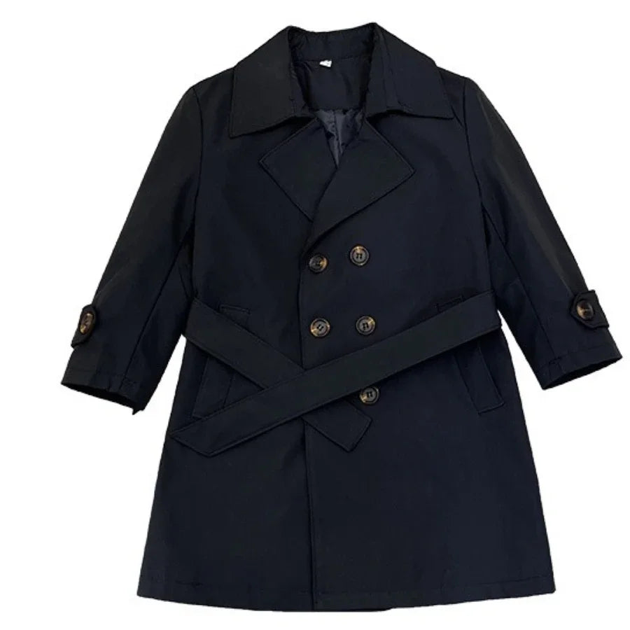 Teenager-Schultrenchcoat, Langer Stylischer Windbreaker für Jungen, Britischer Retro-Herbst-Winter-Mantel 2026, Modische Oberbekleidung für Kinder