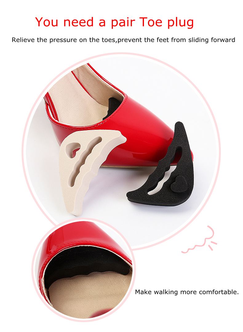 Zehenstopfen, weiche halbe Einlegesohlen, wiederverwendbare Zehenschwamm-Füller-Einsätze für Schuhe, verstellbare, zu große Fußstützen-Pads, Unisex-Schuheinlagen