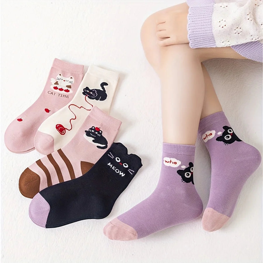 Kids Cat Socks 5-Pack