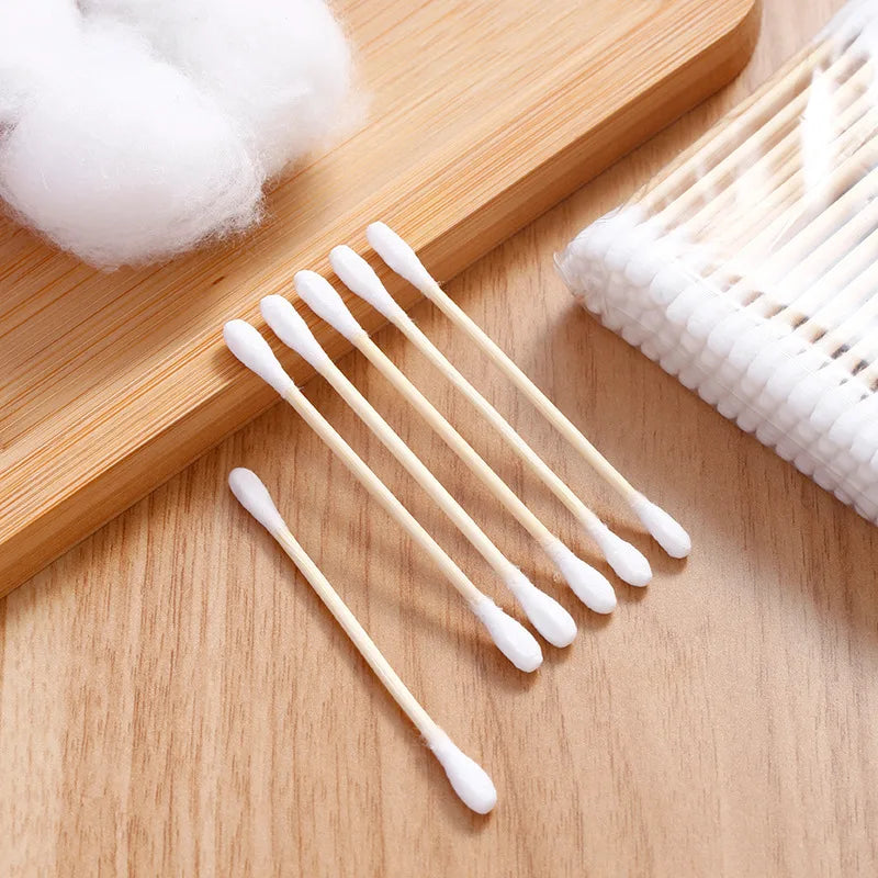 1500/500 stücke Runde Headed Baumwolle Tupfer Doppel Headed Frauen Make-Up Baumwolle Knospen für Holz Sticks Nase Ohren Reinigung gesundheit Pflege Werkzeug