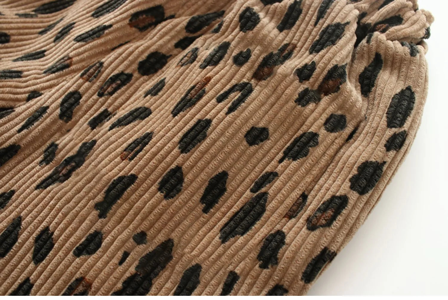 Koreanischer Stil Kleinkind Mädchen Cord Haremshose 1-8Y Leoparden-Blumendruck Herbst Winter gefütterte oder dünne Freizeithose