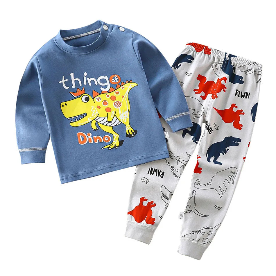 Baumwolle Kinder Pyjamas Set für Jungen Mädchen Herbst und Winter Cartoon Schlafen Loungewear Kinder Nacht Nachtwäsche Hause Tragen Kleidung