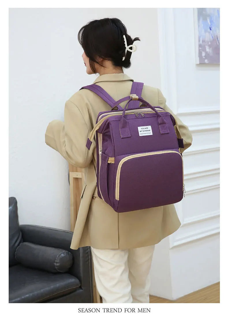 Modische Faltbare Babywiege Mutter-Kind-Tasche Große Kapazität Handtasche Flaschen- und Windelrucksack Mutter- und Mama-Tasche