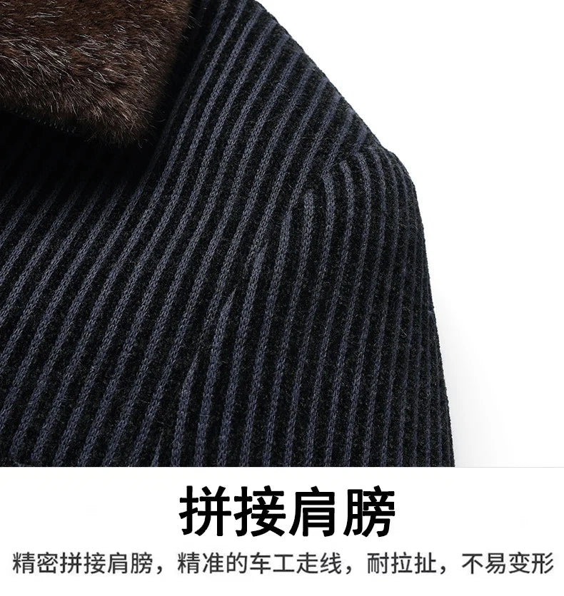 2025, Herren-Jacke aus Wollmischung, Herren-Plüsch-verdickte Chenille-Baumwollkleidung, Papa-Kleidung, warmer Opa-Baumwollmantel