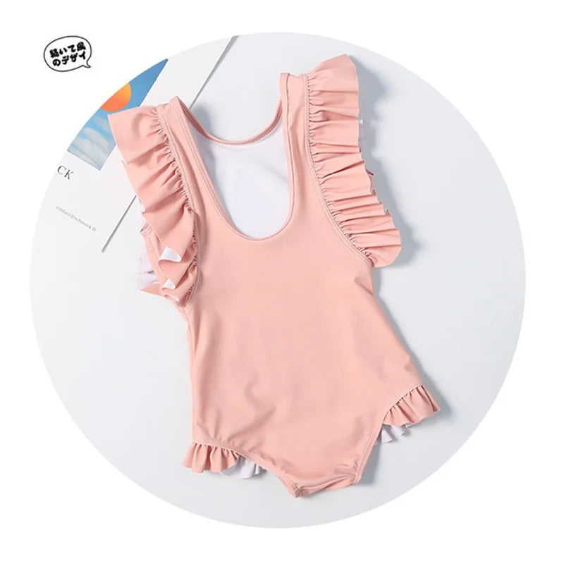 Cartoon Bluey Mädchen Sommer-Badeanzüge Kinder Einteilige & Bikini-Sets mit Badekappe Strandkleidung Bademode für Kinder
