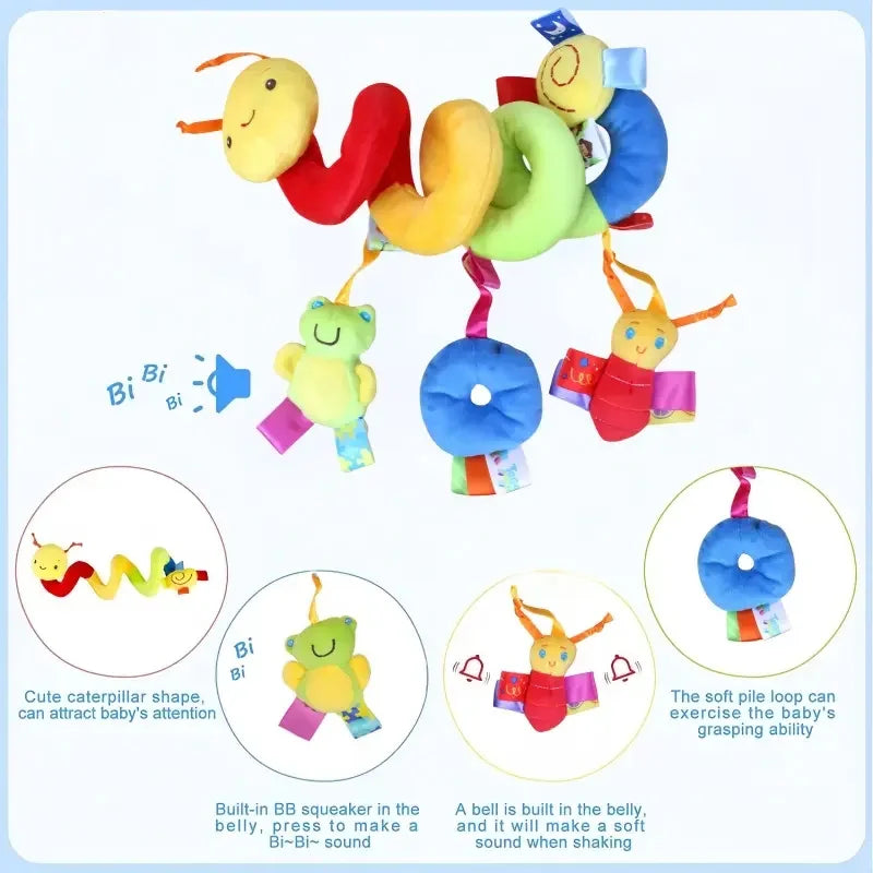 Autositzspielzeug für Babys, Spiral-Aktivitätsspielzeug, hängende Rassel, Plüschspielzeug zum Aufhängen am Kinderwagen, sensorisches Spielzeug für Neugeborene, Geschenk für Neugeborene