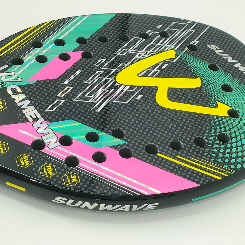 Camewin 3K Beach-Tennisschläger aus Vollcarbonfaser mit rauer Oberfläche, Outdoor-Sportschläger für Männer, Frauen, Erwachsene, Senioren, 2024 Neu
