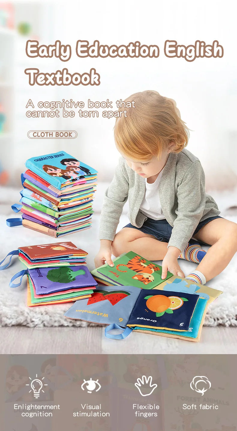 Weiche Baby Bücher Spielzeug Montessori 3D Touch fühlen sich kontrast reiche Stoff Buch sensorische frühe Lernspiele für Kinder Lernspiel zeug