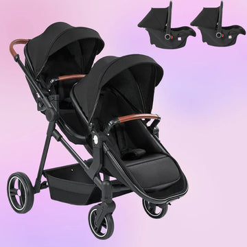 3-in-1-Kinderwagen für Zwillinge mit Autositz. Leichter, kleiner, gefalteter Handgepäck-Kinderwagen, multifunktionale Kinderwagen