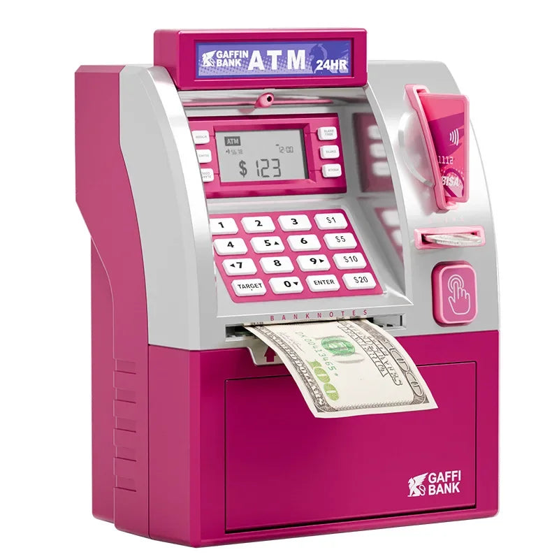 Kinder ATM Automatische Anzahlung Kassierer Maschine Spielzeug Smart Passwort Swipe Karte Sparen Box Kinder Elektronische Sparschwein Weihnachten Geschenk