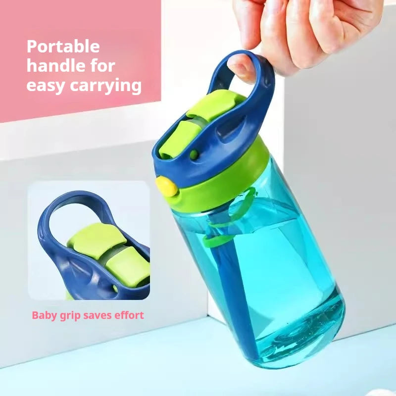 480 ml Baby-Fütterungsbecher, auslaufsichere Wasserflasche mit Strohhalm, tragbar, für Reisen, Fitnessstudio, Camping, Flasche, Safttrinkflasche für Kinder