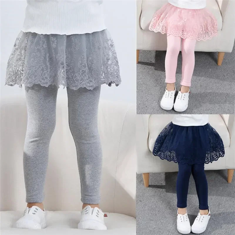 Neue Baby Mädchen Leggings Spitze Prinzessin Rock-hosen Frühling Herbst Kinder Dünne Rock Hosen für 2-7 Jahre kinder Kleidung