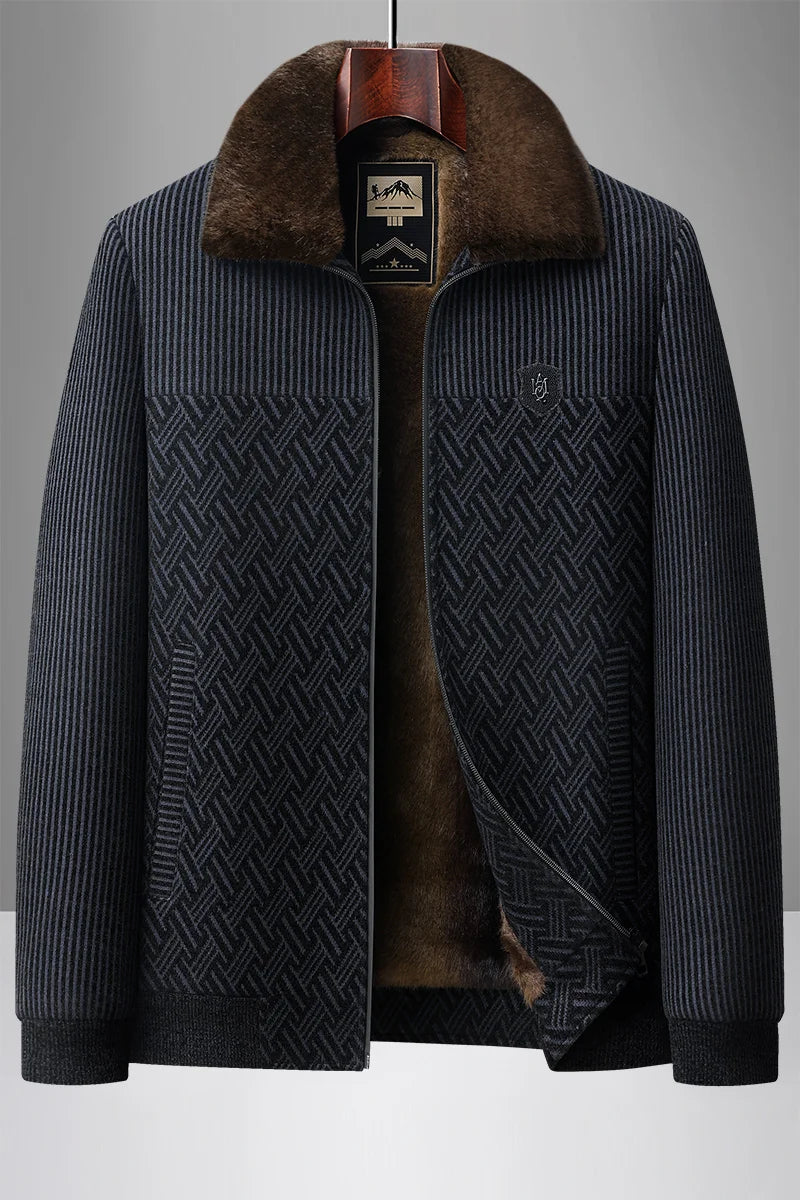 2025, Herren-Jacke aus Wollmischung, Herren-Plüsch-verdickte Chenille-Baumwollkleidung, Papa-Kleidung, warmer Opa-Baumwollmantel