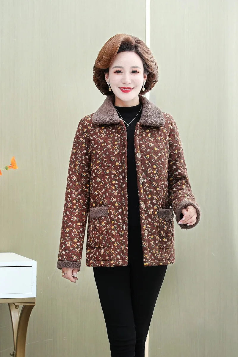 Mutter Winter Baumwolle Kleidung Plüsch Dicke Warme Gepolsterte Mantel Mittleren Alters Mutter Casual Parkas Ältere Oma Jacke