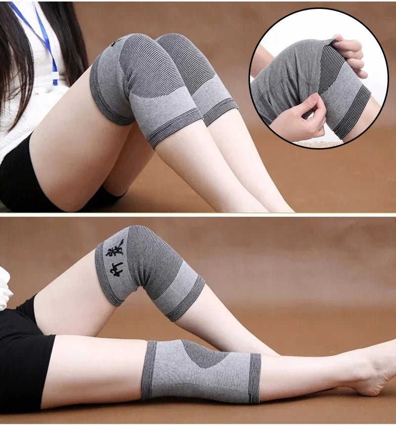 1 Pair Knee Pads Support Protection COYOCO Leg Arthritis Injury Gym Knee Sleeve Elastic Bandage Charcoal Knitted Warm Knee Braces