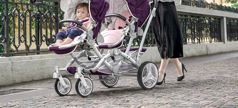 Faltbarer Zwillingskinderwagen, Doppelsitz-Kinderwagen für zwei Babys, stoßdämpfender Zwillingskinderwagen, multifunktional