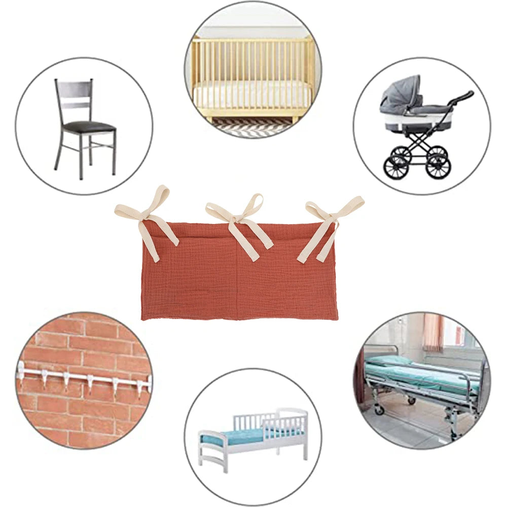 Babybett-Organizer, Kinderbett, Caddy, Bett, Aufbewahrungstasche, 2 Taschen, Nachttisch, hängende Windel, Kinderzimmer, Spielzeug, Tasche, Windeln, Kinderwagen, Organisieren