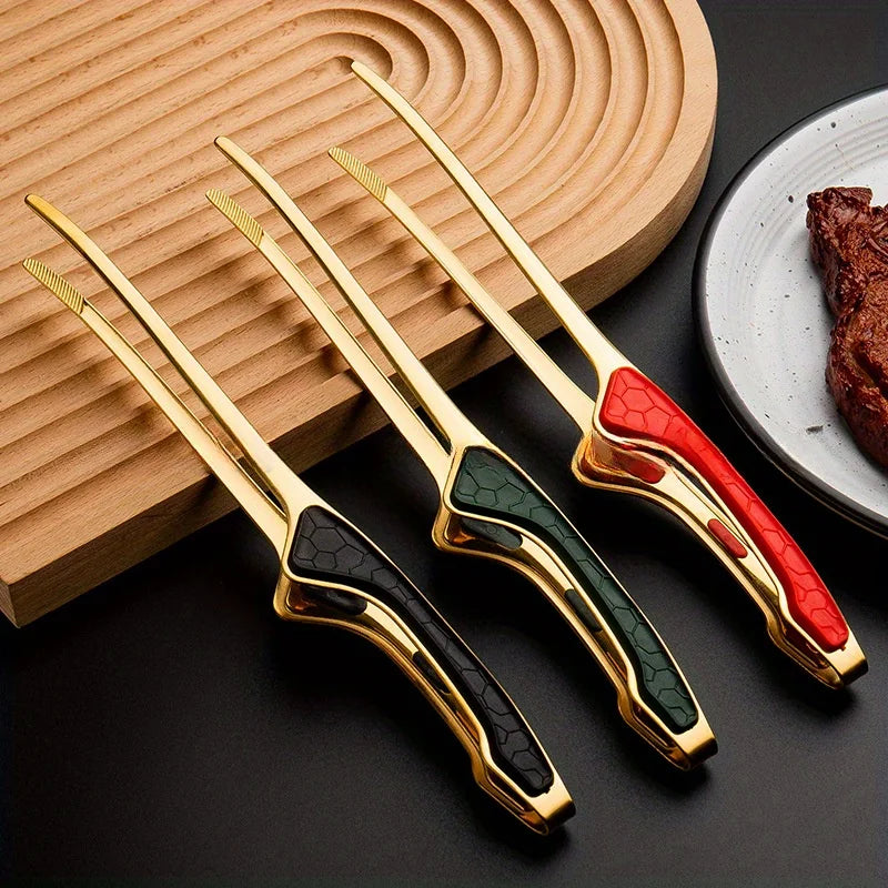 1 Piece Stainless Steel Kitchen Tongs, Serving Tongs for Cooking, Metal Food Tongs with Non-Slip Comfortable Grip, Non-Stick Cooking Tongs