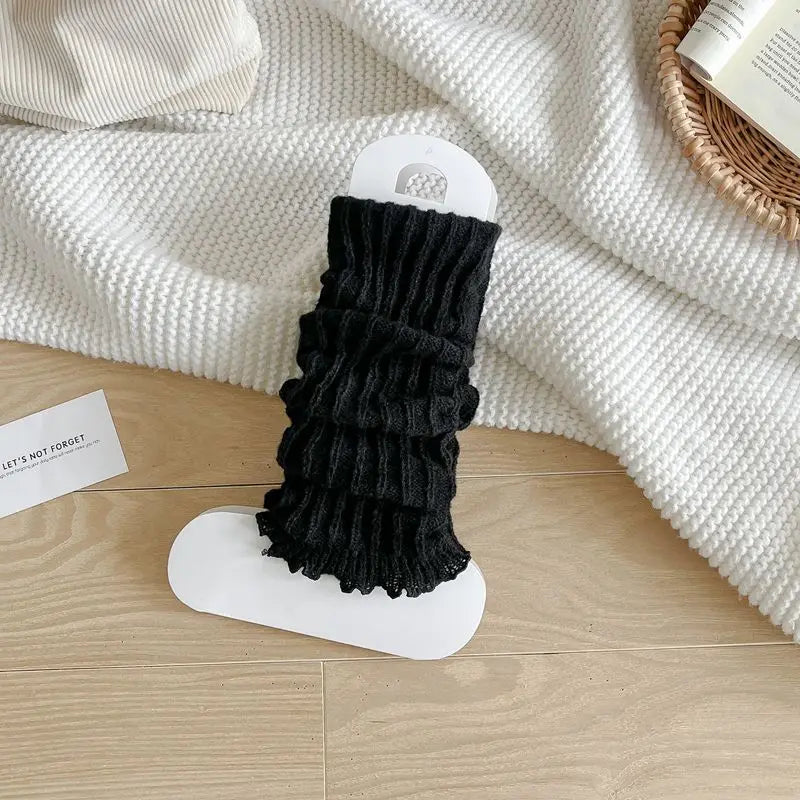 Herbst Winter Damen Beinwärmer Schwarz Weiß Gestrickte Fußabdeckung Lange Socken JK Japanische Mode Lolita Süße Mädchen Beinwärmer Neu