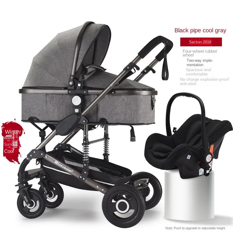 Kinderwagen 3-in-1 Klappbarer Zweiseitiger Kinderwagen für Alle Jahreszeiten Hochwertiger Neugeborenen-Reisekinderwagen