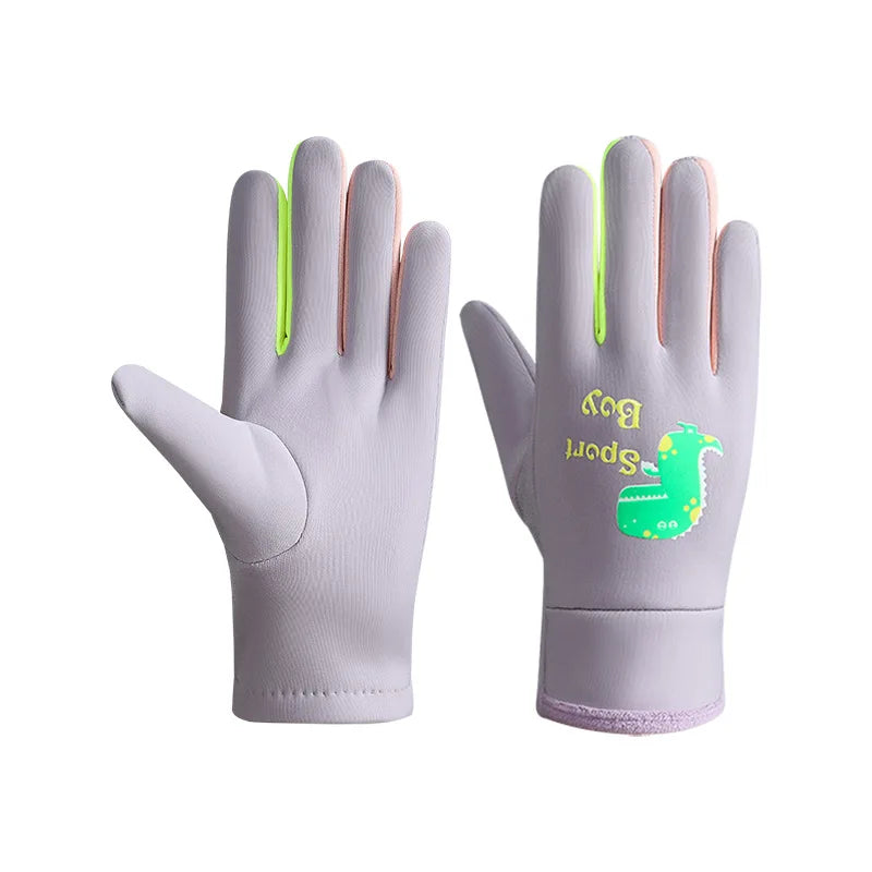 Kinder Warme Handschuhe Herbst Winter Cartoon Dinosaurier Jungen Mädchen Outdoor Radfahren Handschuhe für Kinder Winddichte Wasserabweisende Handschuhe