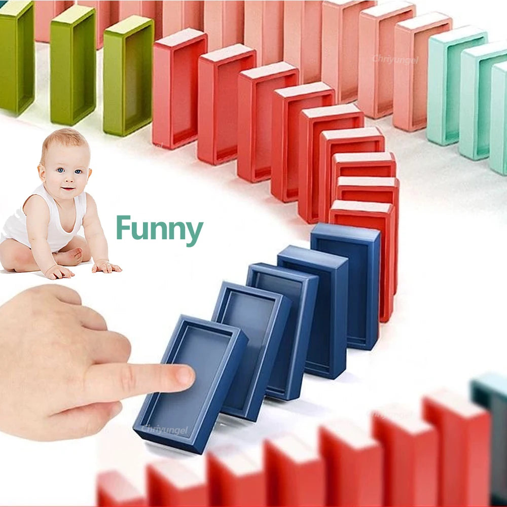 Domino-Zug für Kinder, automatisches Verleggen von Elektroautos, buntes Dominosteinen-Set, Ziegelblöcke, Kits, Spiele, Lernspielzeug, Geschenk für Mädchen und Jungen