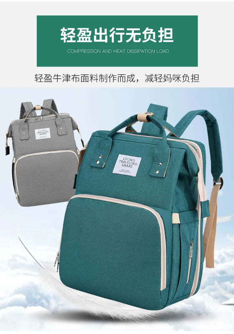 Mama Wickeltaschen Babybett Mutter Große Kapazität Windel Milchflasche Rucksäcke mit Wickelunterlage Praktische Baby-Stilltaschen Geschenk
