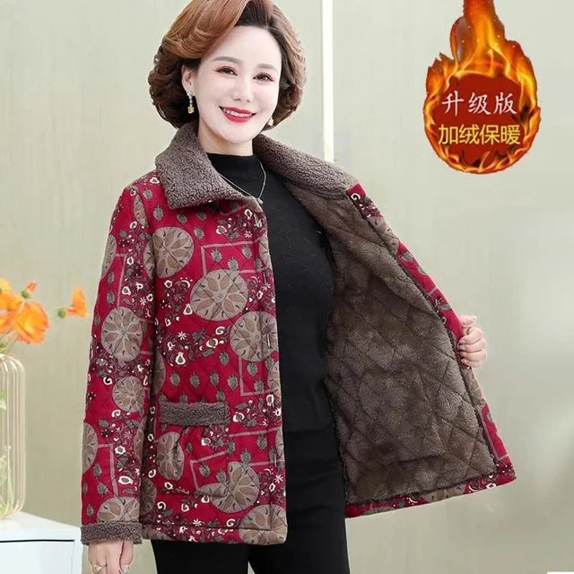 Mutter Winter Baumwolle Kleidung Plüsch Dicke Warme Gepolsterte Mantel Mittleren Alters Mutter Casual Parkas Ältere Oma Jacke
