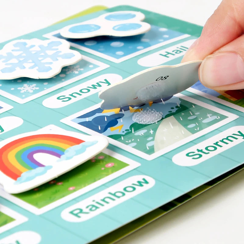 Neue Montessori-Szenenaufkleber für Kinder, DIY-Hand-on-Puzzle, wiederverwendbare Bücher, Cartoon-Lernkognitionsspielzeug für Kinder, Geschenk