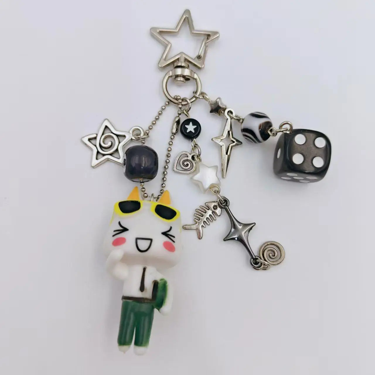 Handgemachter Toro Kuro Inoue Schlüsselanhänger Kätzchen Perlen Y2k Ästhetische Würfel Metall Anhänger Zubehör Telefon Charms Schlüsselanhänger Taschenanhänger Geschenk