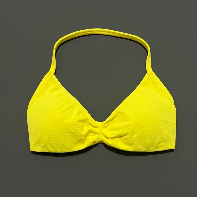 Sport-BH mit Trägern, Yoga-Unterwäsche, Damen-Gymnastik-Top, Lauftraining, rückenfreier BH, hohe Unterstützung, aktive Kleidung, Fitness, Workout, Neckholder