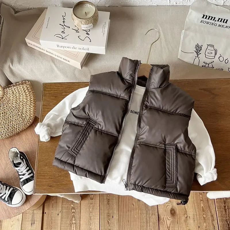 Kinder-Daunen-Baumwollweste, neues Herbst- und Winter-Tanktop für Jungen und Mädchen zum Tragen im Teenageralter, dicker Mantel